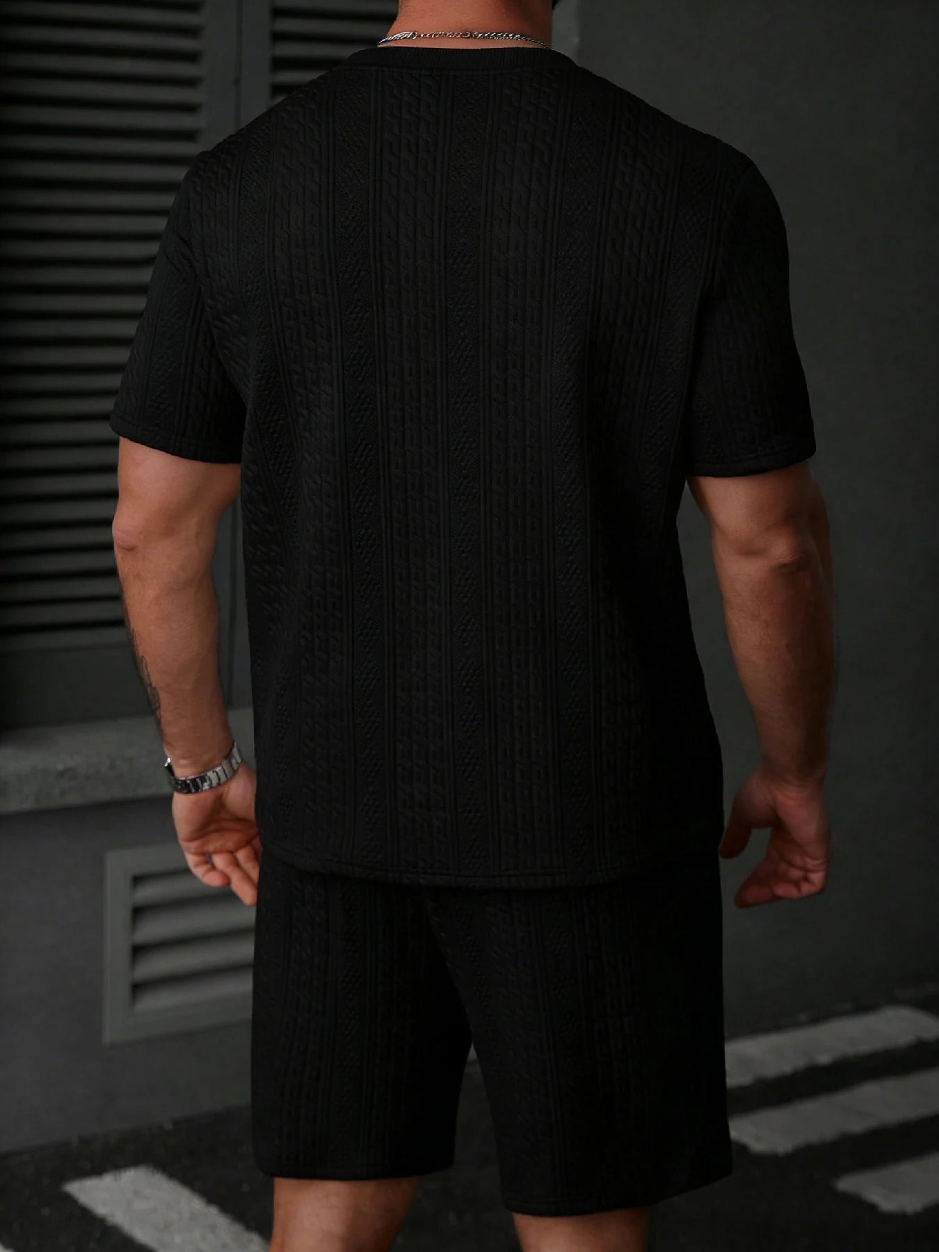Men’s Knit Polo Shirt And Shorts Set For Summer