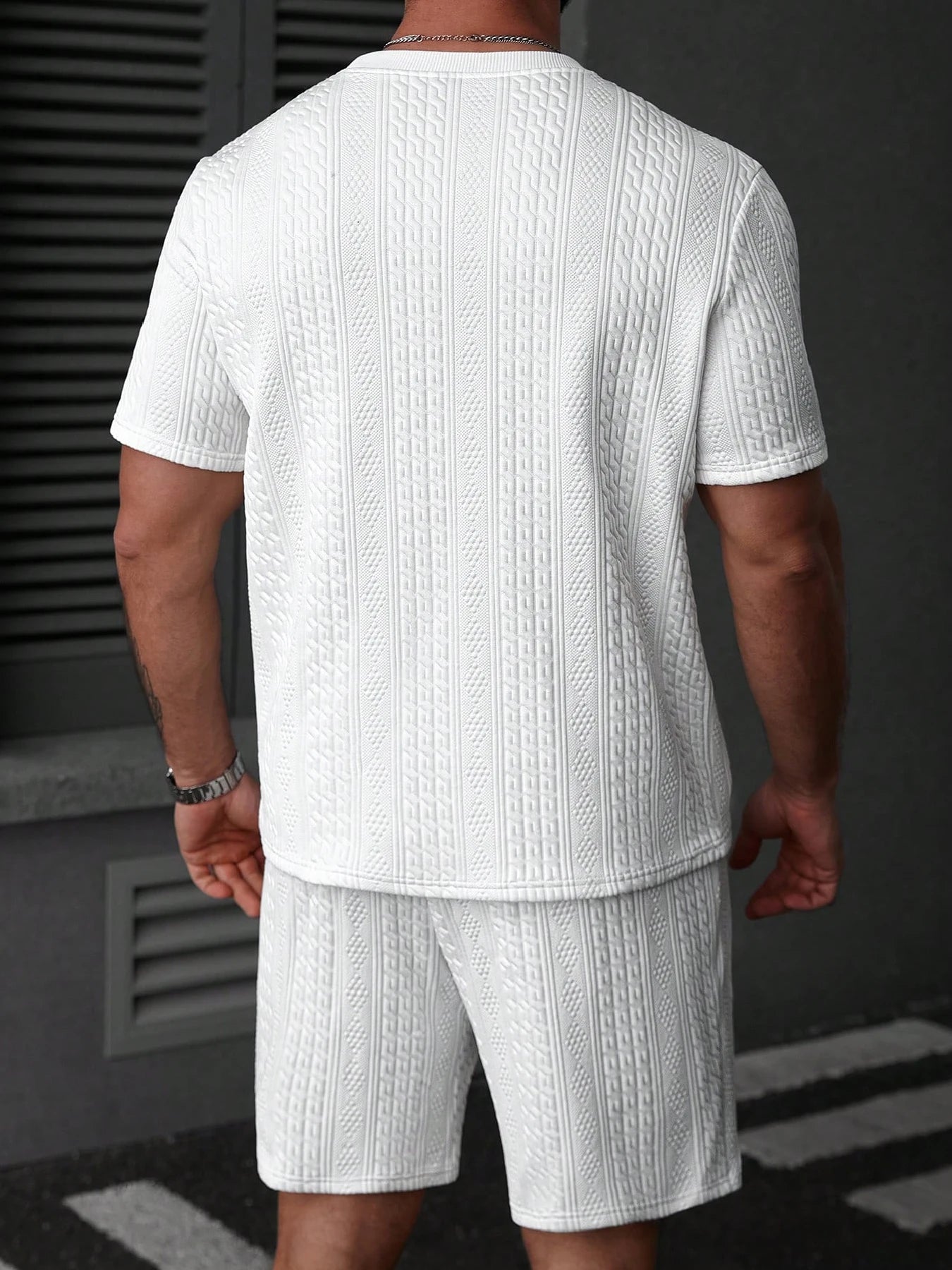 Men’s Knit Polo Shirt And Shorts Set For Summer